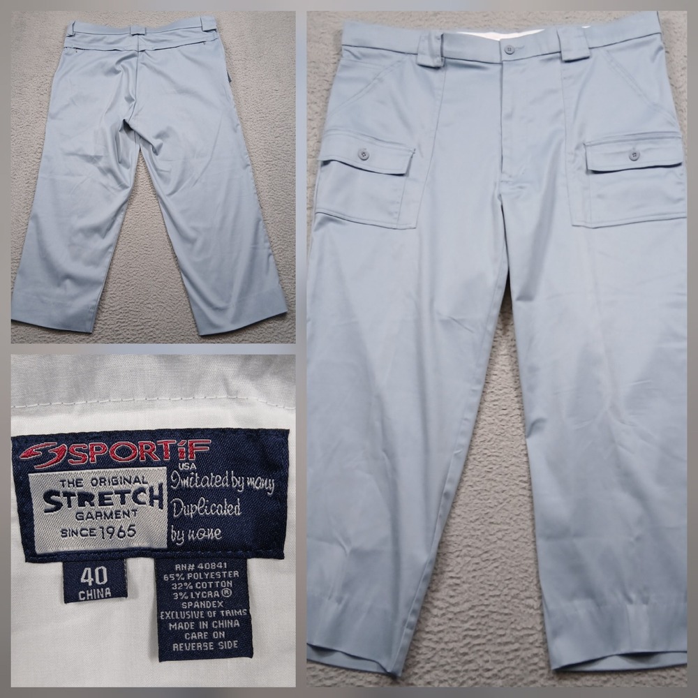 Sportif USA Stretch Cargo Pants Men's 40 Light Blue Classic Fit‎ Travel Outdoor